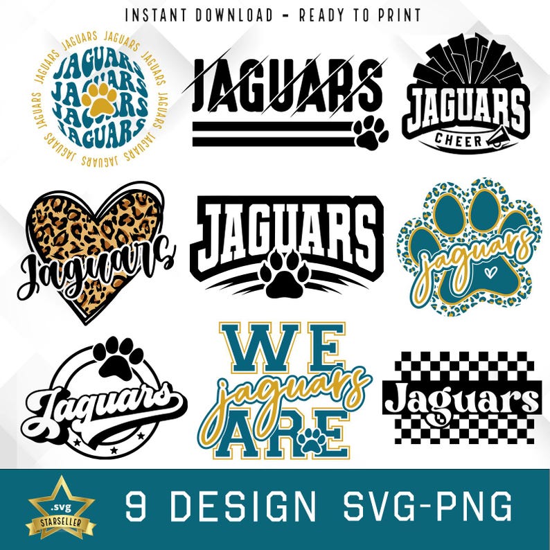 291 Jaguars Bundle SVG PNG Jaguars Mascot Bundle svg Bundle svg Mascot Bundle Sports Team svg Digital Cut File Instant Download Cricut