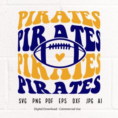 2952 Pirates Football SVG PNG Pirates Mascot svg Pirates svg Pirates School Team svg Pirates Cheer svg Stacked Pirates School Spirit