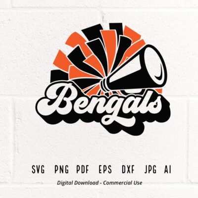 3098 Bengals Cheer SVG PNG Bengals Mascot svg Bengals svg Bengals Shirt svg School Spirit svg Cheer Megaphone Bengals Pom pom svg