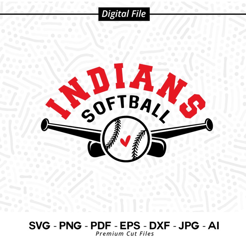 3113 Indians Svg Png Softball Svg Indian Indians Softball Shirt Design Softball Clipart Team Spirit Svg Softball Cheer Svg Indians Vibes