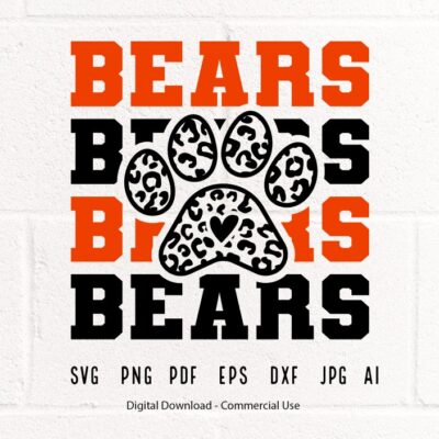 3134 Stacked Bears Paw SVG Bears Mascot svg Bears svg Bears Paw svg Stacked Bears svg Bears School Team svg Bears Cheer svg Bears png