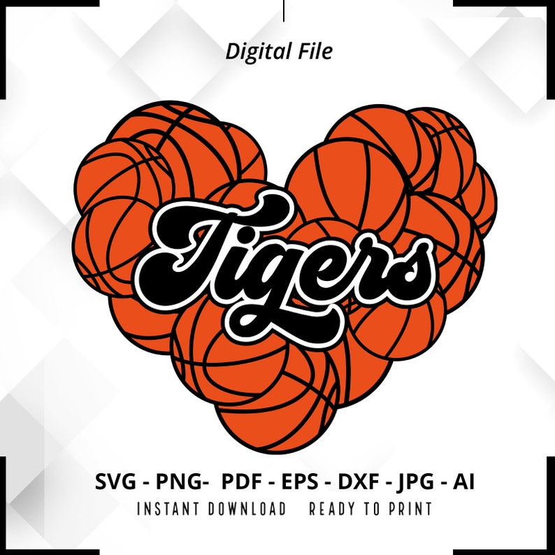 324 Tigers Heart SVG PNG Tigers svg Tigers Basketball svg Heart Designs Mascot Basketball Mom svg Tigers Cheer svg Tigers Shirt svg Cut File