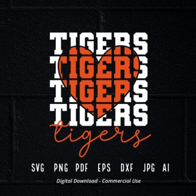 374 Stacked Tigers SVG Tigers Mascot svg Tigers svg Tigers School Team svg Tigers Cheer svg Tigers Vibes School Spirit svg Tigers Heart svg