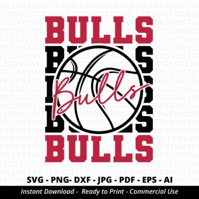 414 Bulls SVG Bulls Basketball svg Bulls Stacked svg Basketball svg School Spirit svg Team Mascot Basketball Mom svg Basketball Shirt svg Cricut