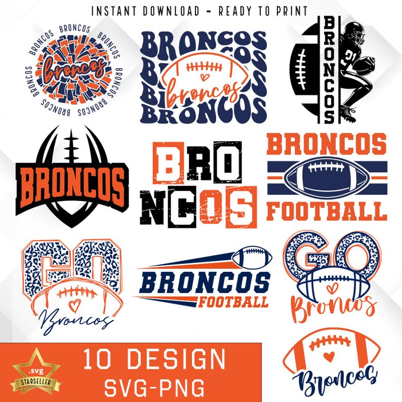 42 Broncos Bundle SVG PNG Broncos Football Bundle svg Bundle svg Football Bundle Sports Team Svg Digital Cut File Instant Download