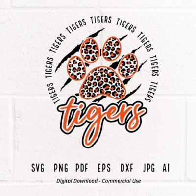 422 Tigers SVG PNG Leopard Tigers Paw svg Tigers Claw svg Tigers Mascot svg Tigers Cheer svg Tigers Vibes School Spirit svg Tigers Sport