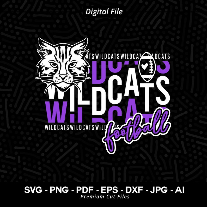 423 Wildcats Football SVG Wildcats svg Wildcat svg Wildcat Face Svg Football svg Wildcats Shirt Svg Wildcats Cheer Stacked Wildcats Svg