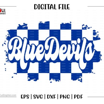 4338 Blue Devil svg Blue Devils svg Blue Devil Retro Checker Devil svg dxf eps png pdf sublimation cut file htv vector digital