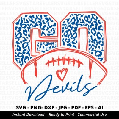 439 Go Devils Football SVG Devils svg Go Leopard Devils svg Devils Mascot svg Devils Pride svg Devils Cheer School Spirit svg Cricut Silhouette