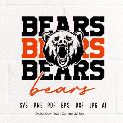 45 Bears SVG PNG Bears Face svg Bears Mascot svg Bears Shirt svg Bears Cheer svg Bears Vibes svg School Spirit svg