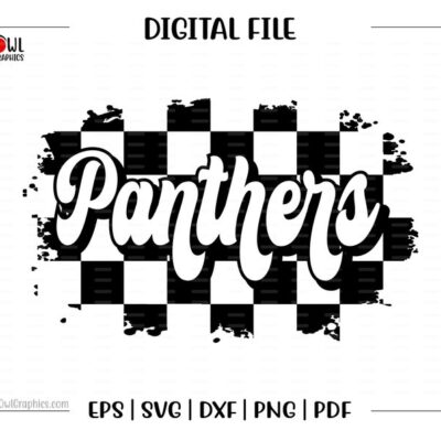 4539 Panther svg Panthers svg Checker Panther Retro Checker Board Panthers svg dxf eps png pdf sublimation cut file htv vector