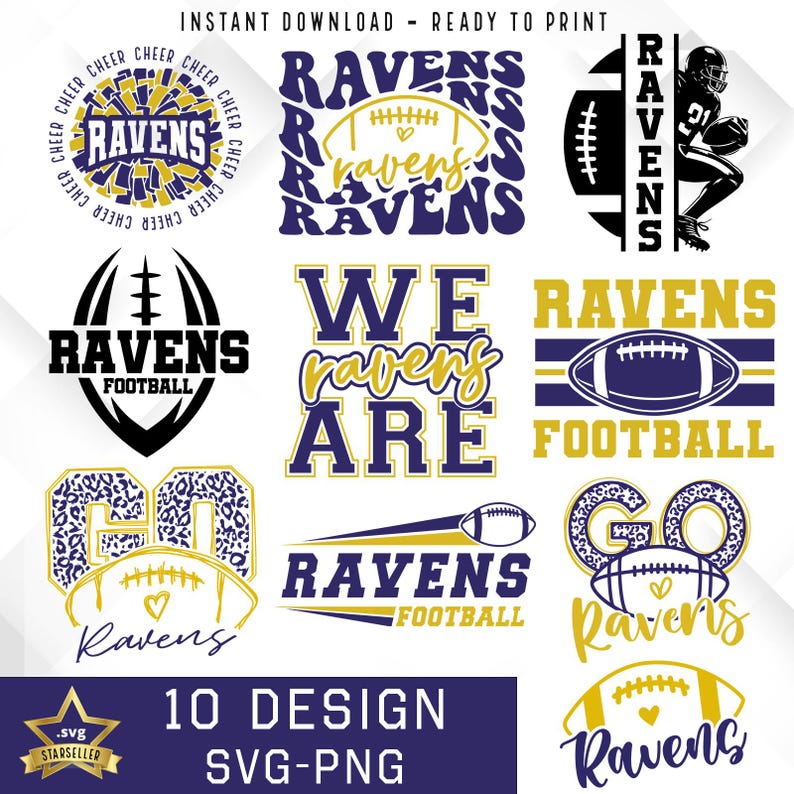 472 Ravens Bundle SVG PNG Ravens Football Bundle svg Bundle svg Football Bundle Sports Team Svg Digital Cut File Instant Download