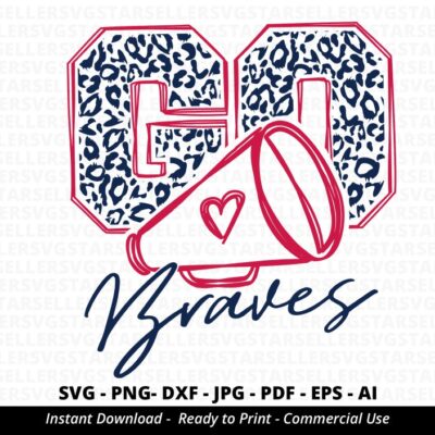 473 Go Braves Leopard SVG Braves Cheer svg Braves Mascot svg Braves Baseball Cheer Little Mom Team Mascot School Team svg School Spirit Cricut