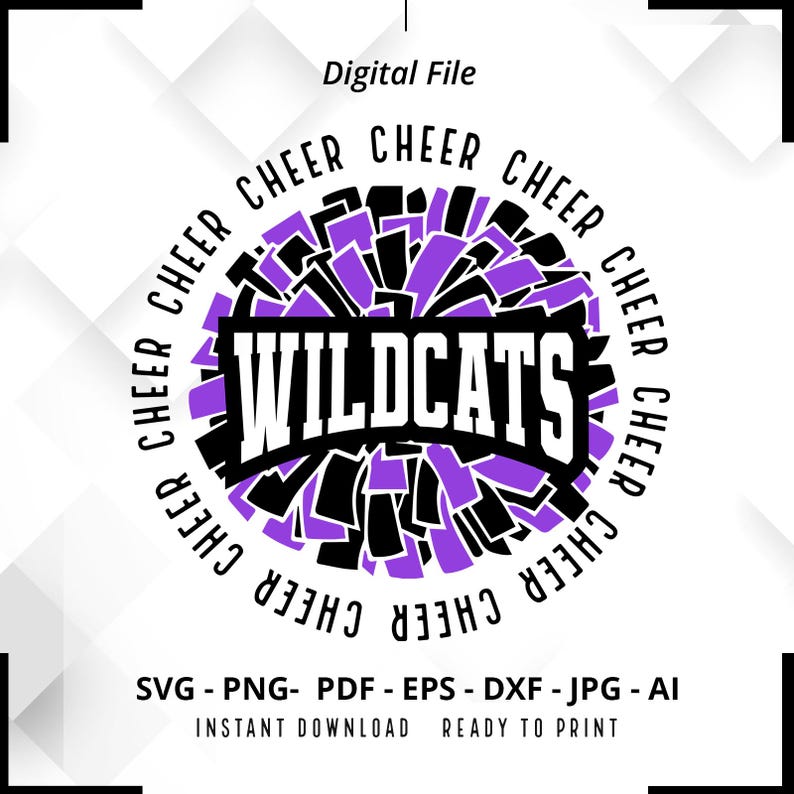 48 Wildcats Cheer SVG PNG Wildcats svg Wildcats Pom Pom svg Wildcats Cheerleader svg Wildcats Mascot svg Wildcats Pride svg Cut File