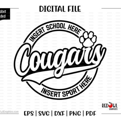 4833 Cougar svg Cougars svg Cougar Cougars Clipart Mascot School svg dxf eps png pdf sublimation cut file htv clipart design