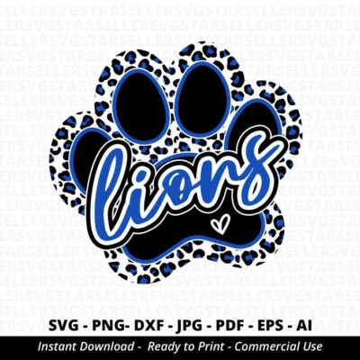 487 Lions Paw SVG PNG Lions svg Leopard Lions Paw svg Lions Cheer svg Lions Mascot svg Lions Mom svg Football Mama svg Cricut Sublimation PNG