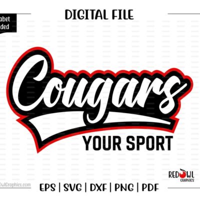 4967 Cougar svg Cougars svg Cougar Cougars Clipart Mascot School svg dxf eps png pdf sublimation cut file htv vector digital