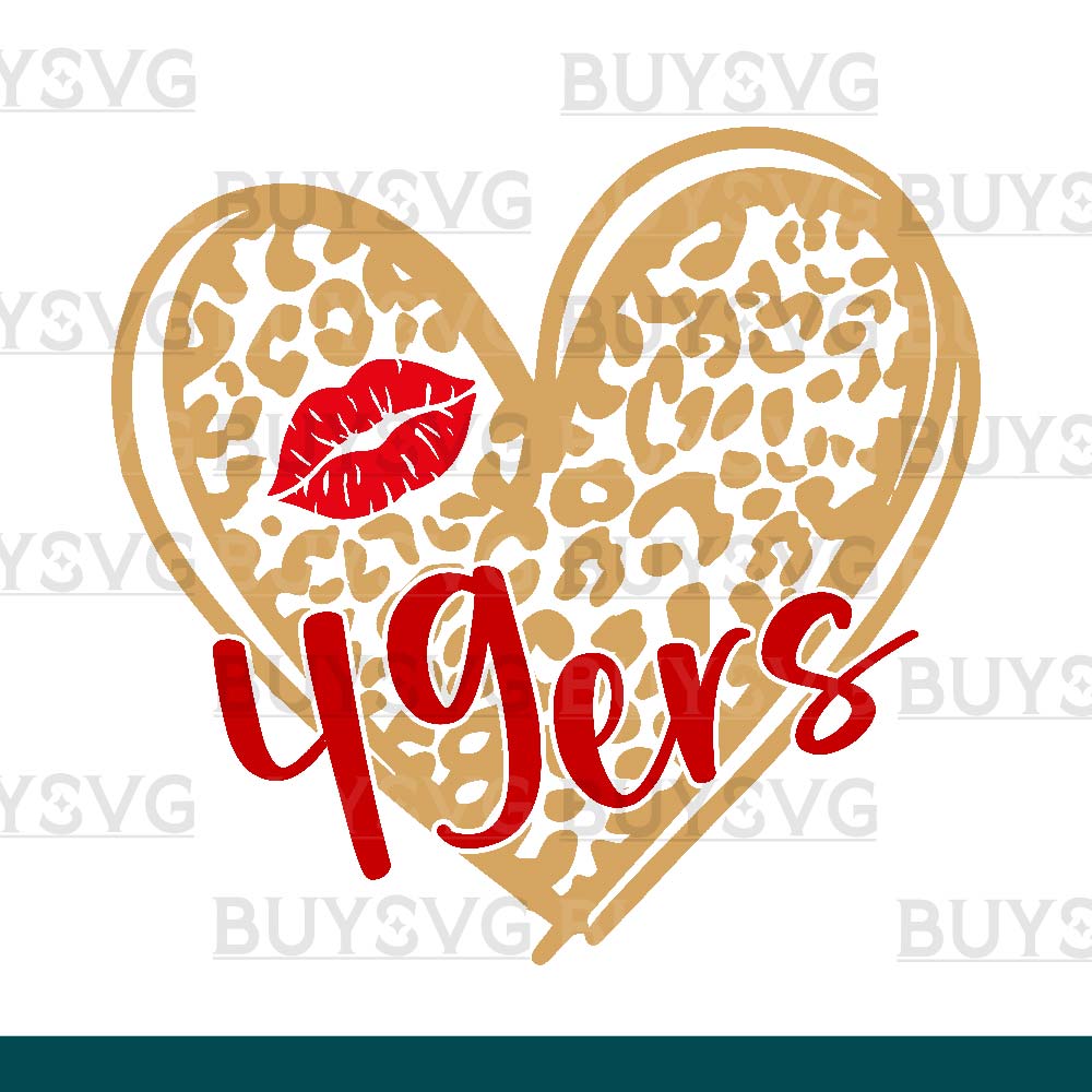 49ers SVG PNG Digital file Download LEOPARD HEART LIPS