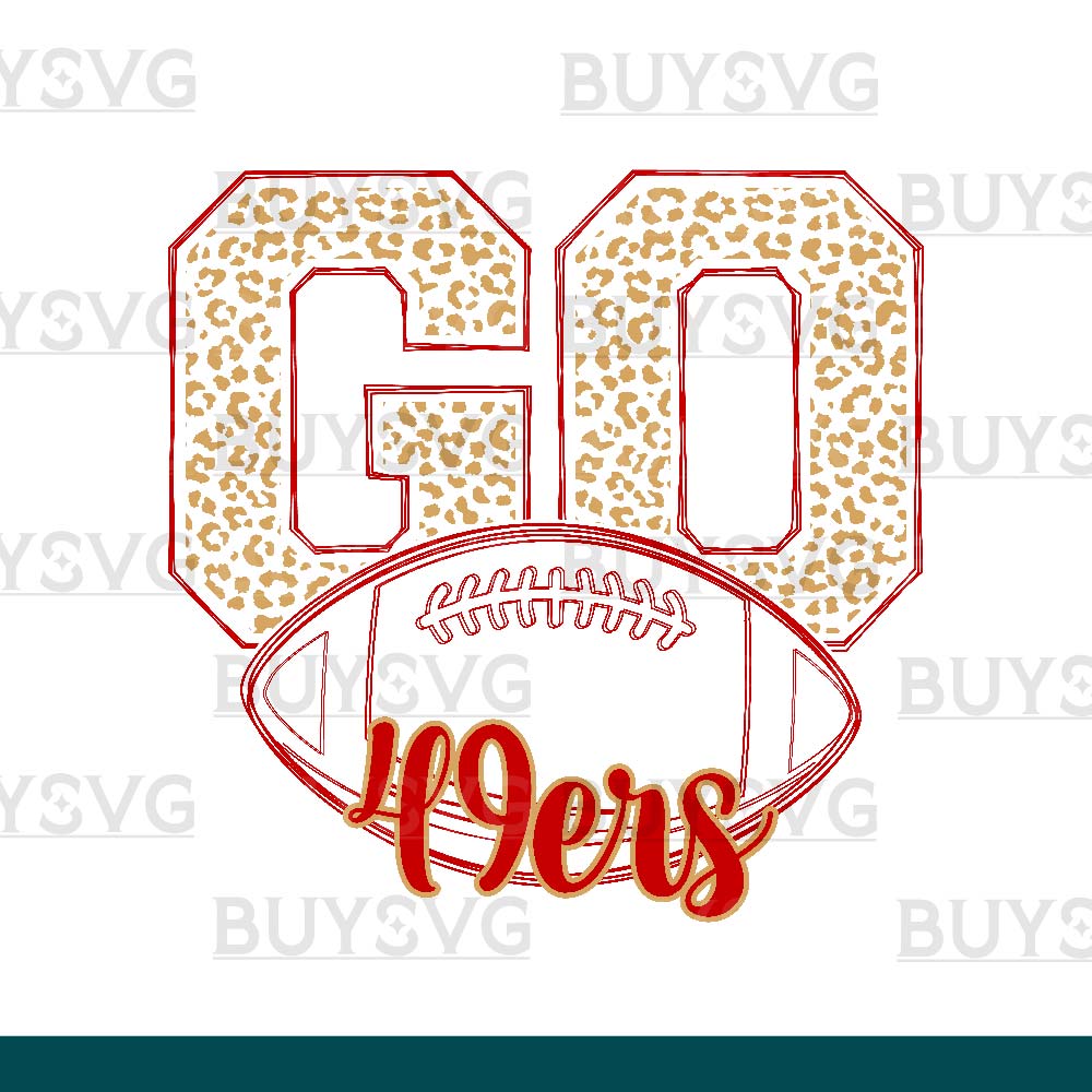 49ers SVG PNG Digital file Download go football lower outlined