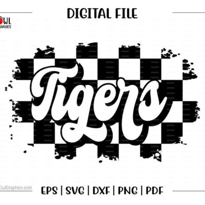 5043 Tiger svg Tigers svg Tiger Tigers Retro Checker Mascot School svg dxf eps png pdf sublimation cut file htv vector digital