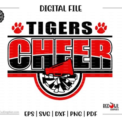 5074 Cheerleader svg Cheerleading svg Tiger Tigers Cheer Cheerleader svg dxf eps png pdf sublimation cut file htv vector digital