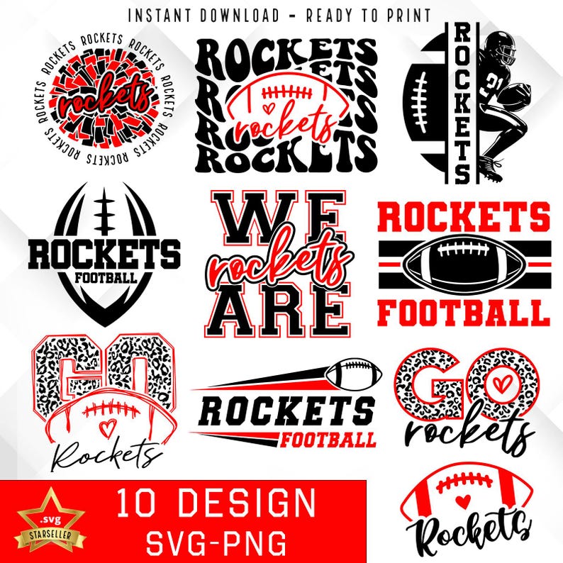 51 Rockets Bundle SVG PNG Rockets Football Bundle svg Bundle svg Football Bundle Sports Team Svg Digital Cut File Instant Download