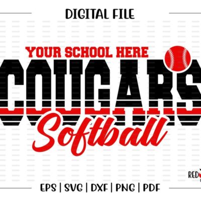 5323 Softball svg Cougar Softball svg Cougar Cougars Softball svg dxf eps png pdf sublimation cut file htv vector digital