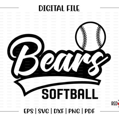 5378 Softball svg Bear Softball svg Bear Bears Softball svg dxf eps png pdf sublimation cut file htv vector digital clipart design