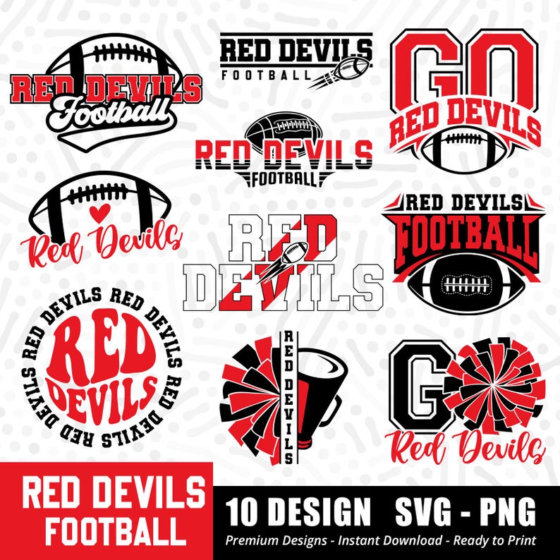 543 Red Devils Football Bundle SVG PNG Red Devils Bundle svg Football Bundle Sports Team Svg Bundle svg Cricut Cut File Instant Download