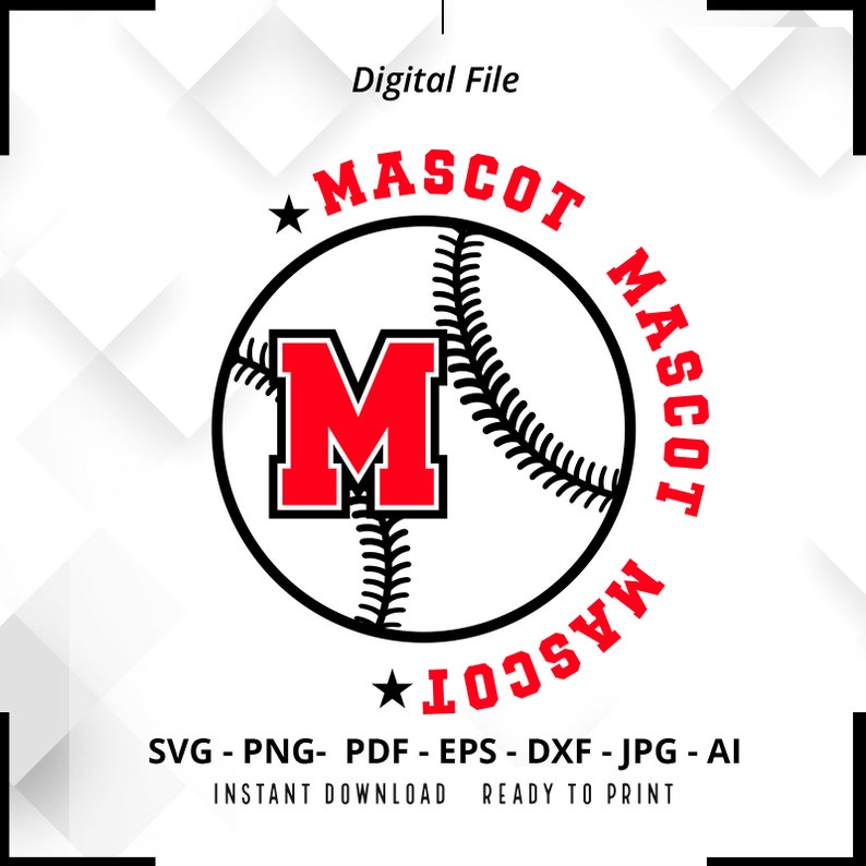 569 Custom School Team Mascot svg Personalized Your Team Sublimation Baseball Mascot Custom Mascot Baseball Custom Custom