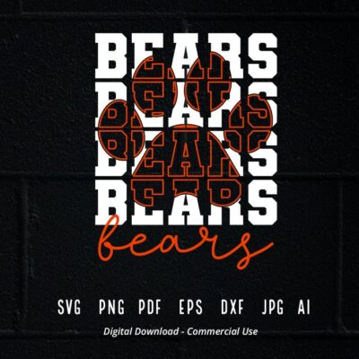 577 Stacked Bears Paw SVG Bears Mascot svg Bears svg Bears Paw svg Stacked Bears svg Bears School Team svg Bears Cheer svg Bears png