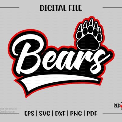 5774 Bear svg Bears svg Bear Bears Mascot Heart svg dxf eps png pdf sublimation cut file htv vector mom dad coach teacher