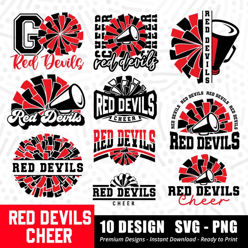 579 Red Devils Cheer SVG PNG Bundle Red Devils Red Devil Cheer Svg Png Megaphone Pom Pom Red Devils Svg Bundle Red Devils Shirt Designs