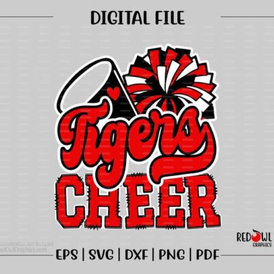 5904 Cheerleader svg Cheerleading svg Tiger Tigers Cheer Cheerleader svg dxf eps png pdf sublimation cut file htv vector digital