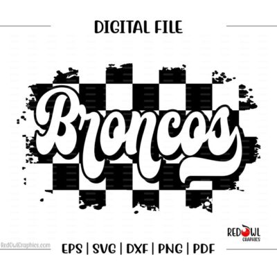 6037 Bronco svg Broncos svg Bronco Broncos clipart Retro Checker Board Mascot svg dxf eps png pdf sublimation cut file htv digital