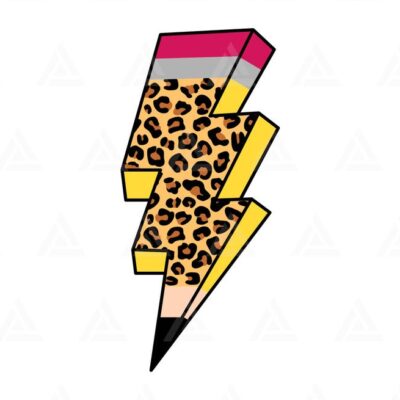 620 Pencil Lightning Bolt Svg Leopard Pencil Png Pencil Vector Clipart Teacher Life Teacher T Shirt Cut File Cricut Silhouette Png Pdf