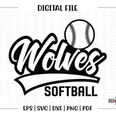 6436 Softball svg Wolves Softball svg Wolves Wolf Softball svg dxf eps png pdf sublimation cut file htv vector digital