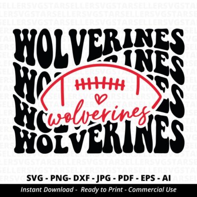 663 Wolverines Football SVG PNG Wolverines svg Stacked Wolverines svg Wolverines Mascot svg Wolverines Mom svg Wolverines Shirt svg Football Mom