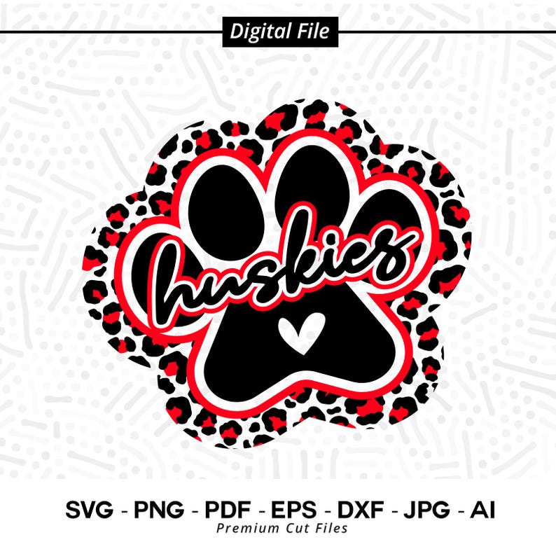 667 Huskies Paw Svg Png Huskies Svg Huskie Svg Leopard Huskies Paw Leopard Paw Svg Huskies Huskie Pride Huskies Cheer Paw Svg