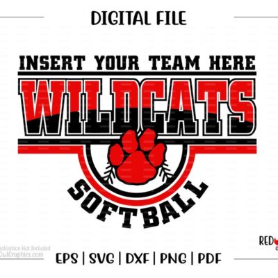 6698 Softball svg Wildcat Softball svg Wildcat Wildcats Softball svg dxf eps png pdf sublimation cut file htv vector digital