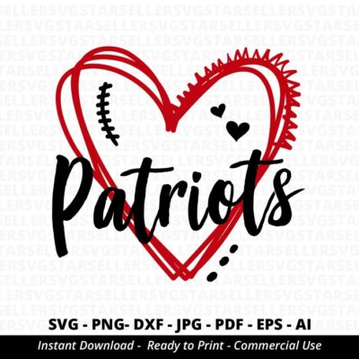 679 Patriots Heart SVG Patriots svg Patriots Football svg Heart Designs Mascot svg Patriots Mascot Patriots Cheer svg Patriots Shirt svg Cricut