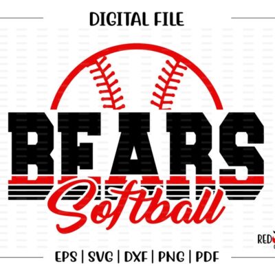 6863 Softball svg Bear Softball svg Bear Bears Softball svg dxf eps png pdf sublimation cut file htv vector digital clipart design