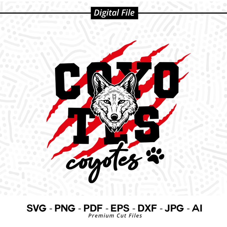 704 Coyotes SVG PNG Coyotes Face svg Coyotes Claw svg Coyotes Paw Svg Coyotes Mascot svg Coyotes Cheer svg Coyotes Vibes svg School Spirit