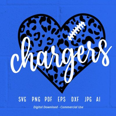 732 Leopard Heart Chargers SVG Chargers Mascot svg Chargers svg Chargers School Team Chargers Cheer svg Chargers Football Chargers Heart svg