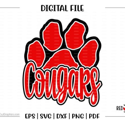 7414 Cougar svg Cougars svg Cougar Cougars Clipart Mascot School svg dxf eps png pdf sublimation cut file htv vector digital