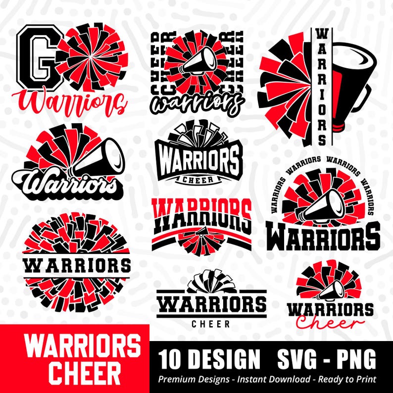 753 Warriors Cheer SVG PNG Bundle Warriors Warrior Cheer Svg Png Megaphone Svg Pom Pom Svg Warriors Svg Bundle Warriors Shirt Designs