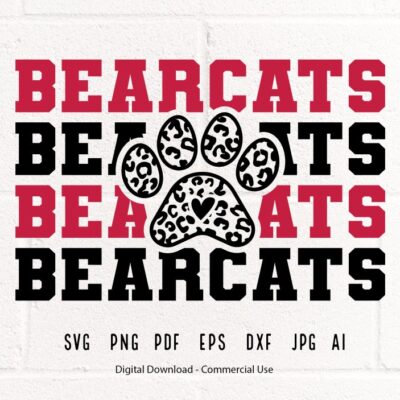 78 Stacked Bearcats Paw SVG Bearcats Mascot svg Bearcats svg Bearcats Paw svg Stacked Bearcats svg Bearcats School Team svg Bearcats Cheer