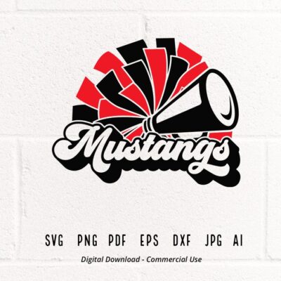 780 Mustangs Cheer SVG PNG Mustangs Mascot svg Mustangs svg Mustangs Shirt svg School Spirit svg Cheer Megaphone Mustangs Pom pom svg