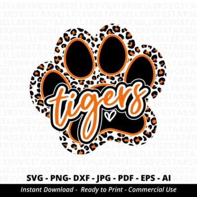 8 Tigers Paw SVG PNG Tigers svg Leopard Tigers Paw svg Tigers Cheer svg Tigers Mascot svg Tigers Mom svg Football Mama svg Cricut Sublimation