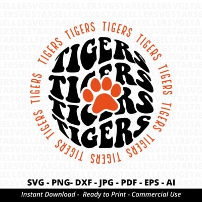 829 Tigers Paw SVG PNG Tigers svg Stacked Tigers Paw svg Tigers Cheer svg Tigers Mascot svg Tigers Mom svg Football Mama svg Cricut